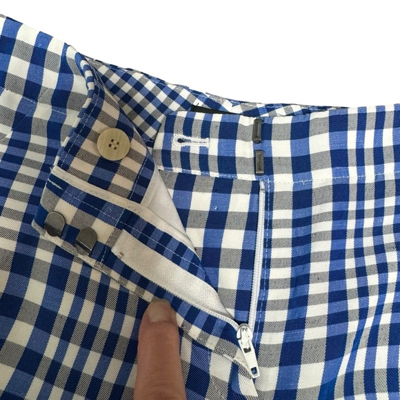 Theory Linen-Blend Checked Shorts NWOT 0 - Picture 7 of 13